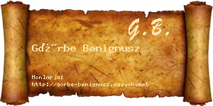 Görbe Benignusz névjegykártya